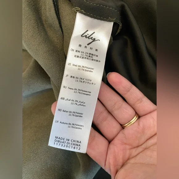 OLIVE GREEN SOFT FAUX SUEDE TRENCH COAT SIZE SMALL - Picture 12 of 13